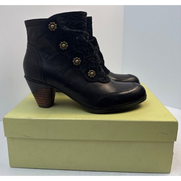 L'Artiste by Spring Step Women Belgard Black Leather Ankle Bootie Size 37 - Picture 10 of 11
